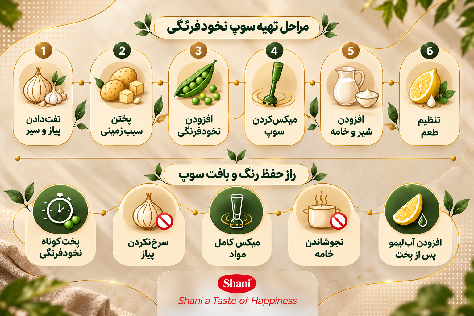 مراحل تهیه سوپ نخودفرنگی با رسپی شانی